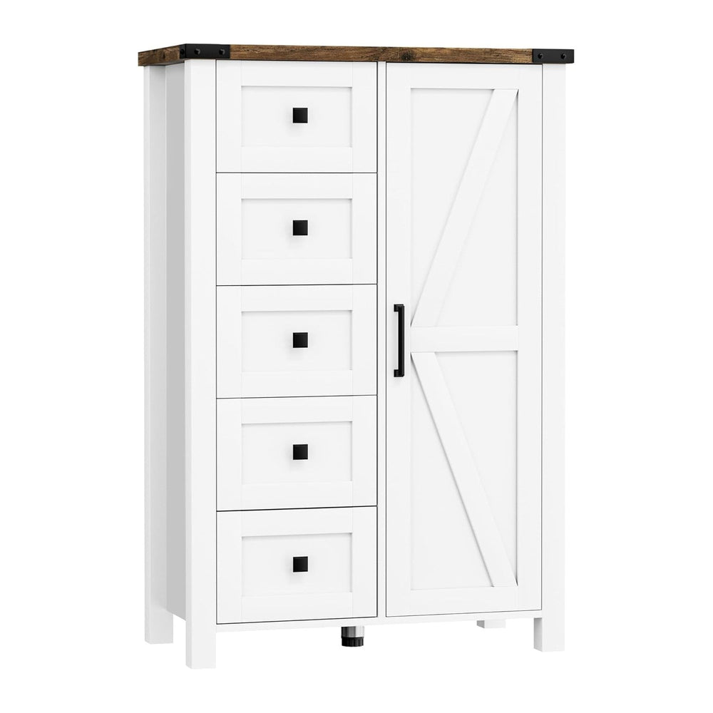 VVFLU Farmhouse Dresser Storage Cabinet Chest of Drawer for Bedroom, 5 Drawer...