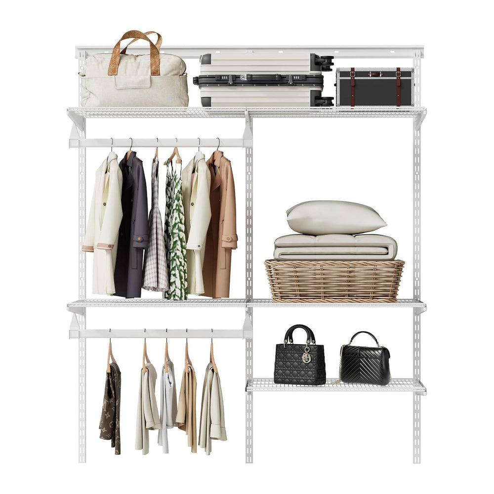 Wall Mounted Wire Closet System, White, 2-4Ft