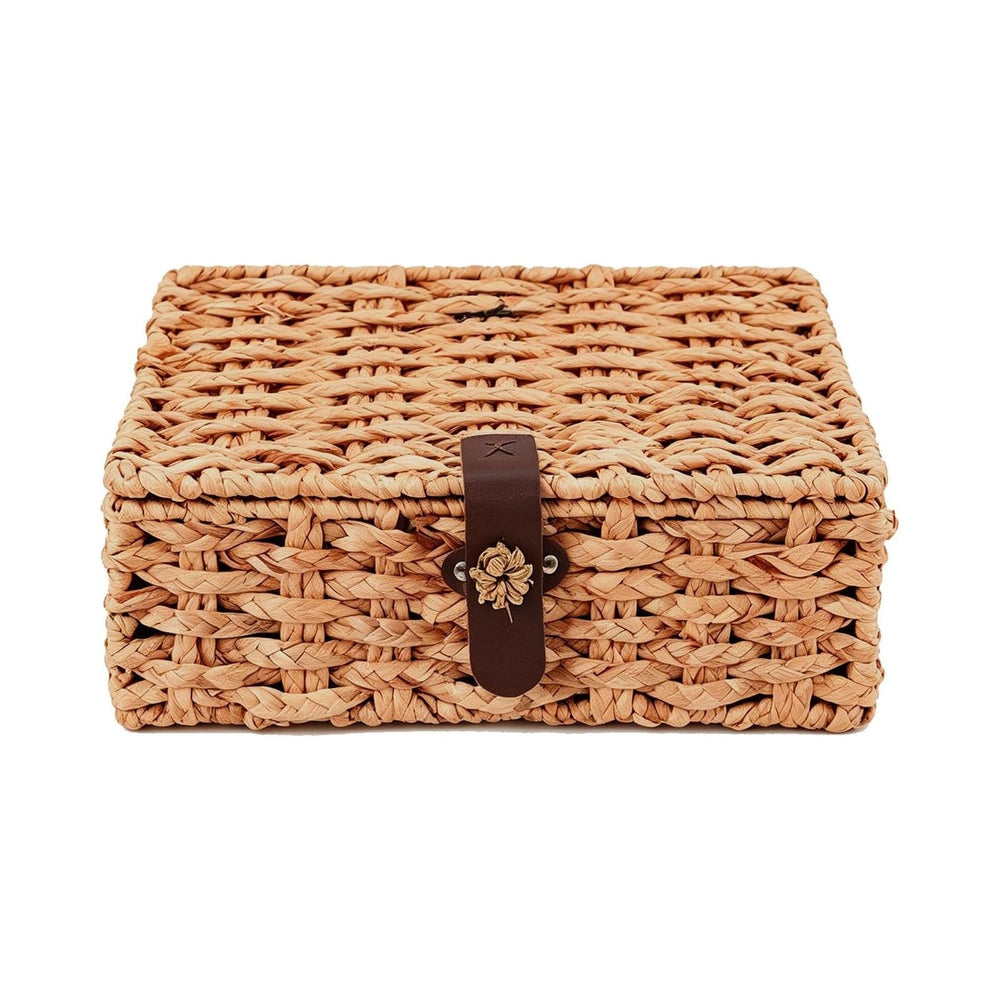 Water Hyacinth Wicker Storage Box with Lid (Large)