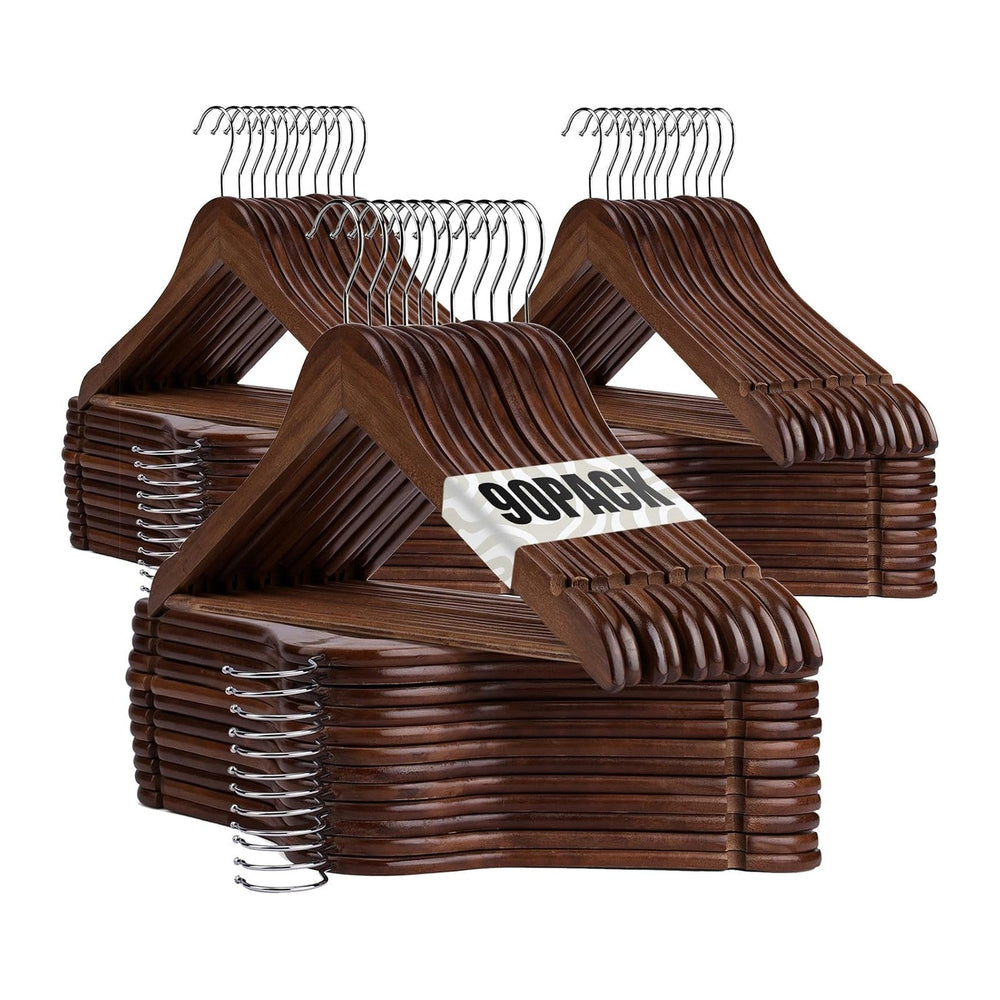 Wooden Hangers 90 Pack,Wooden Clothes Hanger for Daily Used,Heavy Duty Wood H...