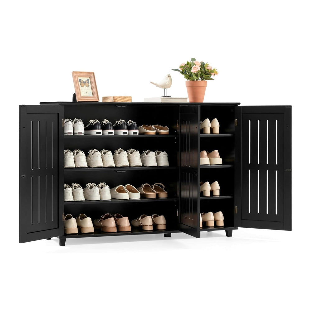 Yaheetech Shoe Cabinet with Doors for Entryway, Closed Storage Rack, Black