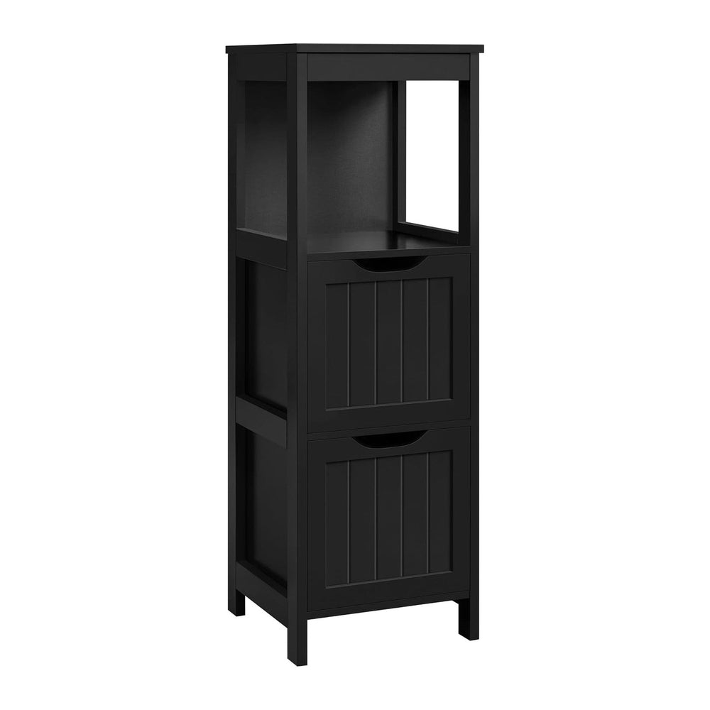 Yaheetech Small Bathroom Storage Cabinet with 2 Drawers & Open Shelf, Black