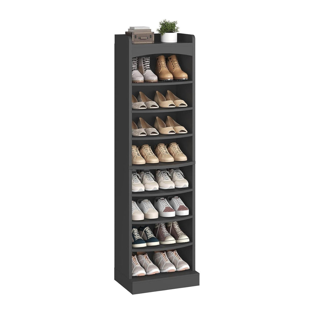 YATINEY 9-Tier Tall Shoe Rack, Wooden Shoe Storage Organizer, Narrow Shoe Cab...