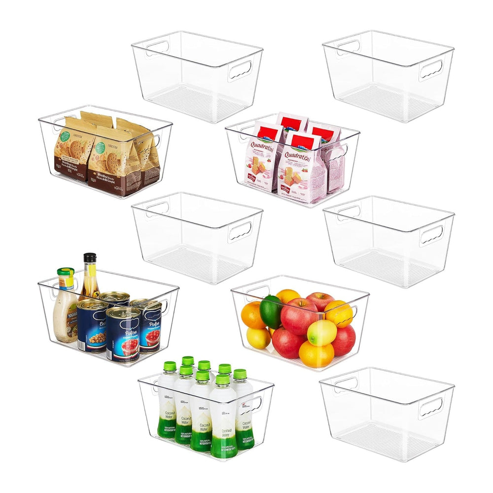 YIHONG Clear Pantry Storage Organizer Bins, 10 Pack Plastic Food Storage Bins