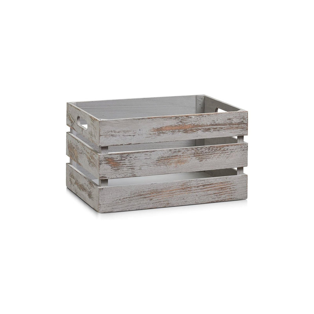 Zeller 15137 Paulownia Wood Storage Box, Vintage Grey, 35 x 25 x 20 cm