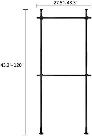 Heavy-Duty Floor to Ceiling Drying Rack, 2 Tier Adjustable Freestanding Cloth...