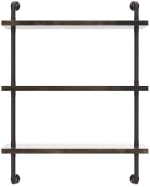 Industrial Pipe Shelf Wall Mounted, Rustic Wood Floating Shelves, 3 Tier Wall...