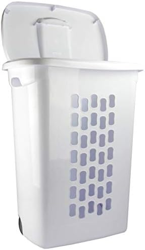 Sterilite Ultra Wheeled Laundry Hamper with Lid, Handle and Wheels for Easy R...