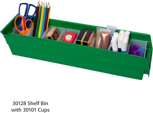 Akro-Mils 30128 Plastic Nesting Shelf Bin Box, (18-Inch x 4-Inch x 4-Inch), G...