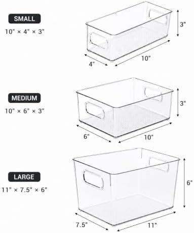 Set of 5 Stackable Fridge Organizers and Storage Bins, 2 Small, 2 Medium &amp...