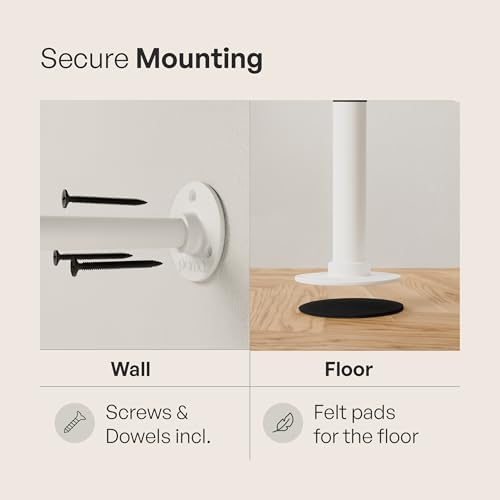 pamo Industrial Clothing Rack Wall Mounted White – 41" W × 87" H, 4...
