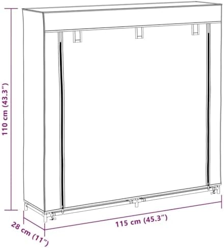 vidaXL Fabric Shoe Cabinet with Cover 45" x 11" x 43" Black