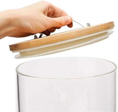 Flour and Cereal Container, 5L Rice Dispenser with Airtight Lid and Wooden St...