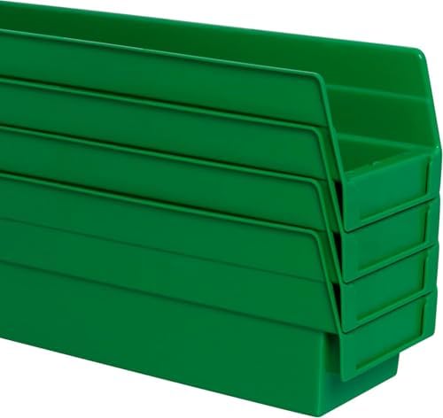 Akro-Mils 30128 Plastic Nesting Shelf Bin Box, (18-Inch x 4-Inch x 4-Inch), G...