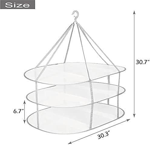 Looca 3-Tier Folded Mesh Clothes Hanging Dryer Sweater Drying Rack 30.3"...