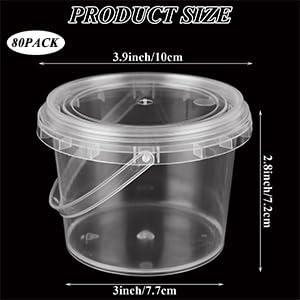 80 PCS 10 oz Slime Containers with Lids and Handles, 300ml Plastic Storage Bu...