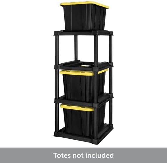 Heavy Duty Plastic Tote Rack, 4 Tier Vertical Organizer for 27 Gallon Industr...