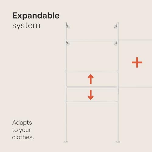 pamo Industrial Clothing Rack Wall Mounted White – 41" W × 87" H, 4...