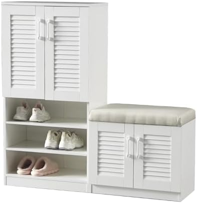 Spaco Shoe Cabinet with Storage Bench Set for Entryway,7-Tier Shoe Storage Ca...
