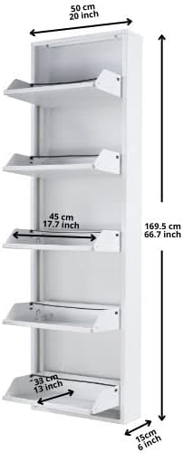 Flip Drawer Shoe Cabinet, Storage Organizer, Freestanding Shoe Rack, Wall Mou...