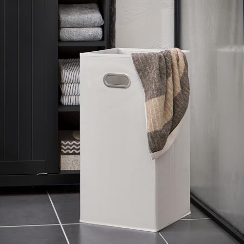 SoBuy Tall Tilt-Out Laundry Hamper Cabinet with Removable Basket and Shelves,...