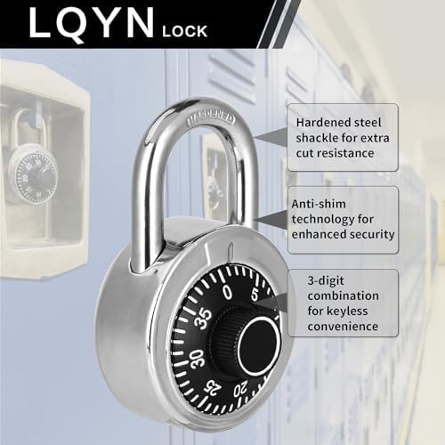Combination Lock, LQYN Dial Combination Padlock, Pack of 60; Black