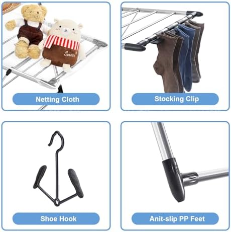 APEXCHASER Clothes Drying Rack, Foldable 2-Level Drying Racks with High Hange...