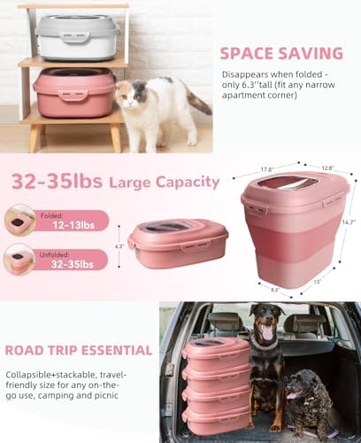 30-35Lbs Airtight Dog Food Storage Container,Collapsible Dog Food Container