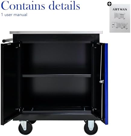 Double-Door Heavy-Duty Rolling Steel Tool Cart with Handle&Wheels, Metal ...