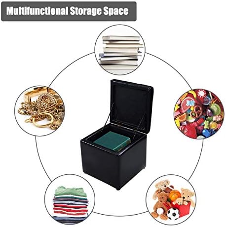 HOMGX 16'' Cube Storage Ottoman, Wooden Frame PU Leather Seat with Hi...