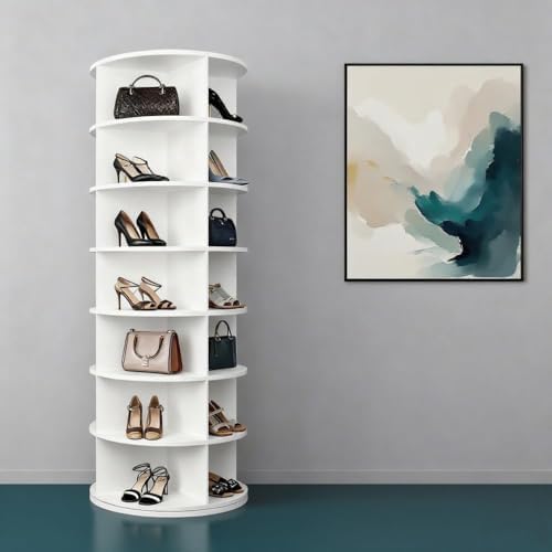 Shoe Organizer 7-Tier Spinning Shoe Rack - 360° Rotating Storage Organizer fo...