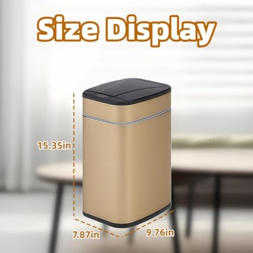 Smart Trash Can, Sensor Opening and Closing (1, Square Gold)