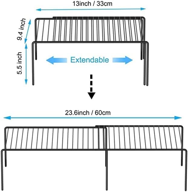 Kitchen Cabinet Expandable Shelf Organizers Set of 4, Adjustable Metal Wire P...