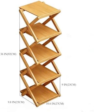 Bamboo Shoe Rack - No Assembly Required, Tall Narrow Foldable Shoe Organizer,...