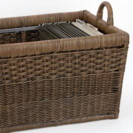 The Basket Lady Lift-Off Lid Wicker Storage Basket, L, Walnut Brown