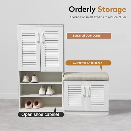 Spaco Shoe Cabinet with Storage Bench Set for Entryway,7-Tier Shoe Storage Ca...