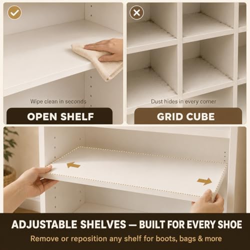 Homieasy 9-Tier Tall Shoe Rack Cabinet for Closet & Entryway, White