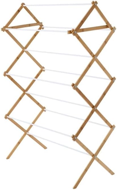 Bamboo Laundry Drying Rack, 7-Tier Foldable