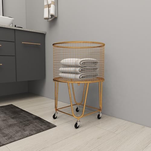 Deco 79 Metal Storage Cart with Wheels 18" x 18" x 24", Satin ...