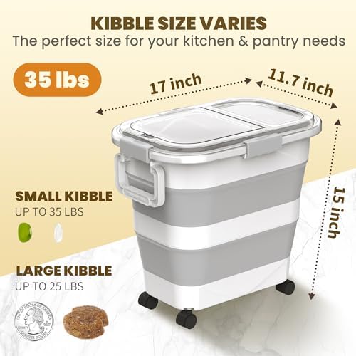 HOYTAMDA 25-35Lbs Rice Container,Collapsible Food Storage Container Wheels
