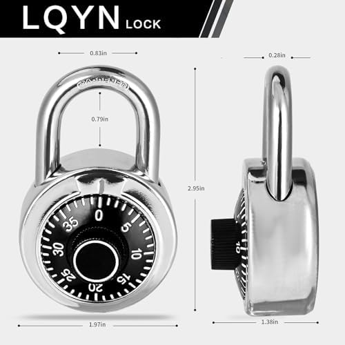 Combination Lock, LQYN Dial Combination Padlock, Pack of 60; Black