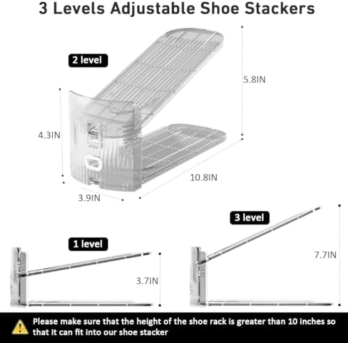 NVGSN 20Pack Clear Shoe Slot Organizer,Shoe Stacker,Storage Space Saver 50%