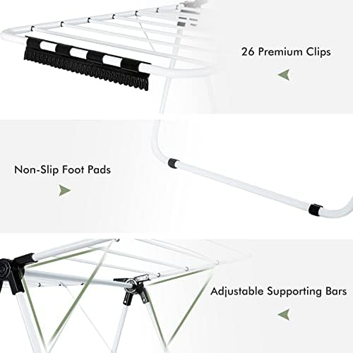 GOFLAME 2-Tier Clothes Drying Rack, Folding Laundry Dry Rack with Adjustable ...