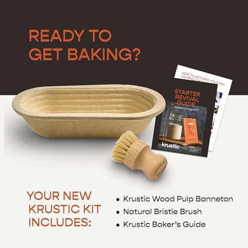 Krustic Banneton Bread Proofing Basket - 750g Oval Sourdough Baking Wood Pulp...