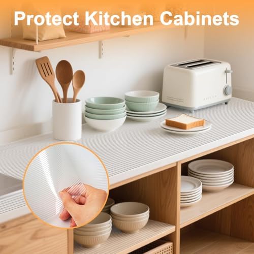FEXIA Shelf Liner for Kitchen 20IN x 20FT Cabinet Drawer, Fridge Liner