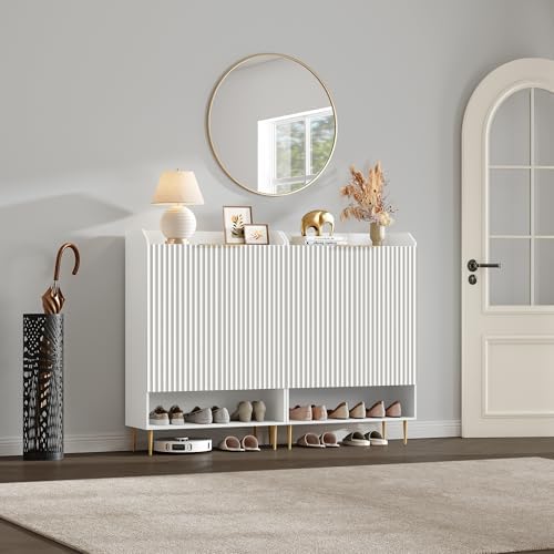 SICOTAS Shoe Cabinet Storage Set of 2, 56 Pairs Large Capacity