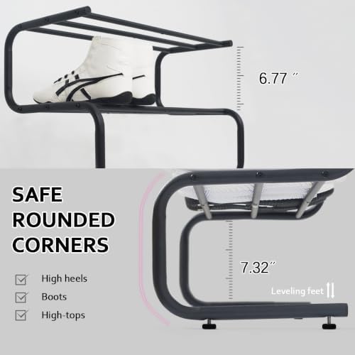 Small Metal Shoe Rack, 2 Tier 5-Shaped Shoe Storage Organizer (9 Pairs)