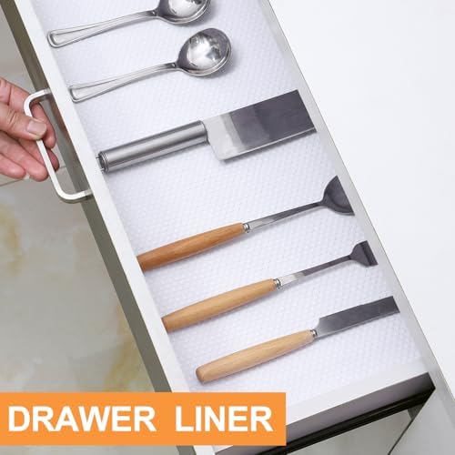 FLPMIX Cabinet Shelf Liner White: Waterproof Non-Adhesive 17.7" W x 300&...
