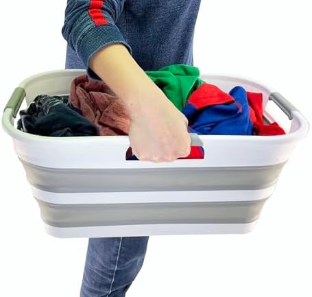 SAMMART 21L (5.5 Galloons) Collapsible Plastic Storge Basket - Foldable Pop U...