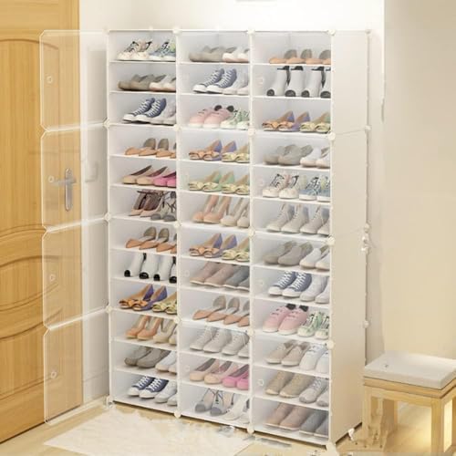 Shoe Rack Organizer 12 Tiers 72 Pairs Storage Cabinets Stand,Transparent Plas...